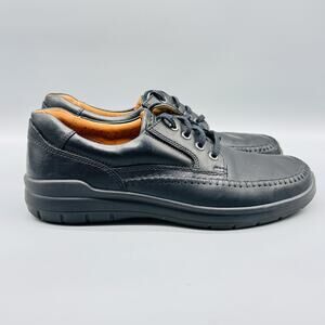 Ecco Shoes Mens 9.5 Black Leather Moc Toe Seawalker Lace Up Casual Comfort
